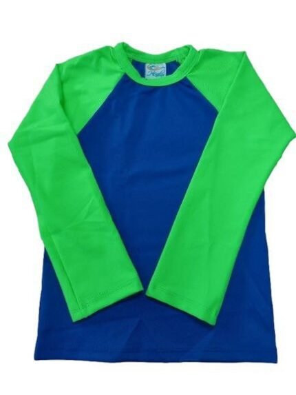 Franela surfista infantil (Azul con mangas verdes)