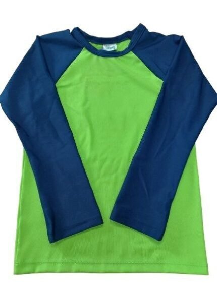 Franela surfista infantil/ juvenil (Verde con mangas azul)