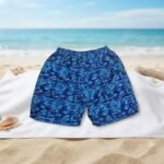 Short infantil con bolsillos trasero y delantero (Azul Camuflado)