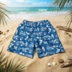 Short Infantil/ Juvenil con bolsillos trasero y delantero (Estampado Azul)