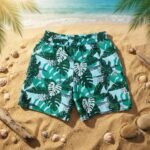 Short Infantil/Juvenil con bolsillos trasero y delantero (Estampado de hojas)