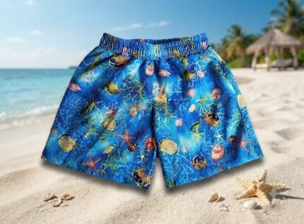 Short Infantil con bolsillo posterior (Azul con peces)